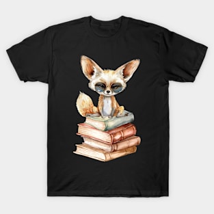 Fennec Fox And Books T-Shirt